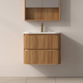 Mobile bagno 60 cannettato con lavabo incasso ceramica | KAM-NORTH-60C - KAMALU