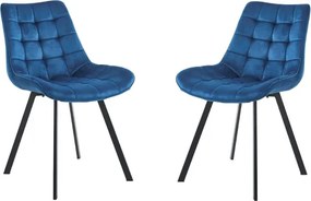Sedia da pranzo in velluto Blu e gambe metallo nero - Roma 2 sedie