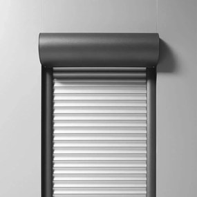 Tapparelle con cassonetto esterno, pvc, bianco traffico simile a RAL 9016, 80x80 cm o su misura, antieffrazione, forma arrotondamento