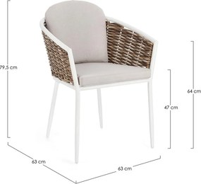 Sedia da esterno bianca in metallo Maribela – Bizzotto