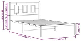 Giroletto con Testiera in Metallo Nero 107x203 cm