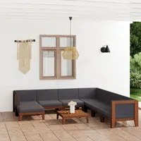 Set Divani da Giardino 9 pz con Cuscini in Massello di Acacia 3058133