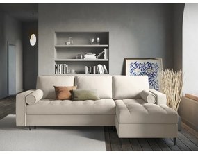 Divano letto angolare beige chiaro, angolo destro Santo - Milo Casa