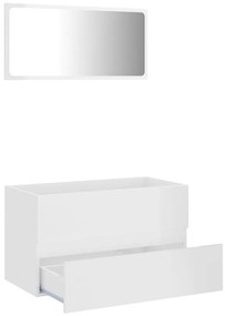Set mobili da bagno 2 pz bianco lucido in truciolato