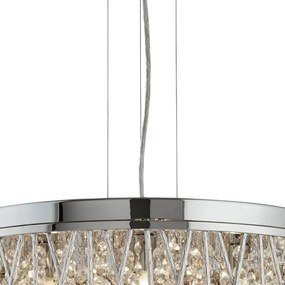 Lampadario Contemporaneo Elisa Acciaio Cromo Vetro 7 Luci G9