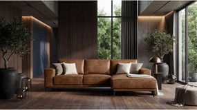 Divano angolare in similpelle marrone cognac (angolo destro) Copenhagen - Scandic