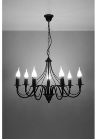 Lampadario a sospensione con catena MINERWA 7 7xE14/40W/230V nero