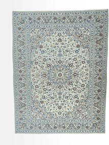 Kashan Tappeto 390x300 Beige (Iran) Annodato A Mano