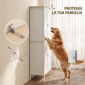 Credenza Mobile da Cucina 80x40x176,5 cm con Luce LED Dimmerabile a 3 Colori Ripiani Regolabili in MDF Bianco...