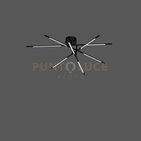 Lampadario da soffitto 8  nero matto led 40w 3200lm 3000k dimmerabi...