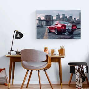 Quadro su tela – Mustang con panorama di New York