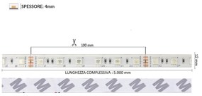 Striscia LED Professional 5050/60 - RGB - IP67 - 144W/m - 5m - 24V Colore RGB