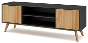 Tavolo TV in pino nero/naturale 140x53 cm Lavis - Marckeric