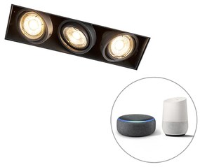 Faretto da incasso intelligente moderno nero senza cornice incl. 3 GU10 Wifi - Oneon 3