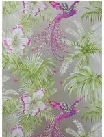 Matthew Williamson Carta da parati Bird of Paradise - Kiwi/ Violet/ Metallic Gilver