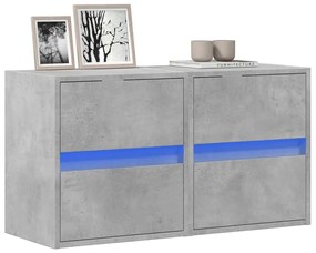 Mobili Tv A Parete Con Luci Led 2pz Grigio Cemento 41x31x45 Cm /