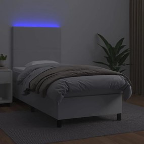 Giroletto molle con materasso e led bianco 90x190 cm similpelle