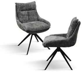 Set di 2 Poltroncine ZERMATT in tessuto grigio e gambe in metallo antracite