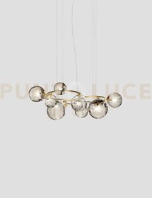 Puppet ring sospensione 11 fume' trasparente oro satinato 11 luci a...