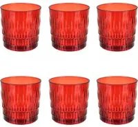 Set 6 bicchieri acqua rossi in vetro Rain Pasabahce