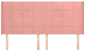 Testiera ad orecchio rosa 163x16x118/128 cm in velluto