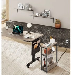 Tavolino d'appoggio con presa elettrica integrata e porte USB ROD marrone/nero