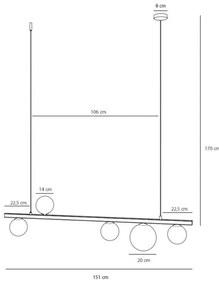Lampada a sospensione Garda 5 ALDEX, dimmerabile, Nero, Soggiorno / Sala da pranzo, Metallo, Moderno, Lampada a sospensione