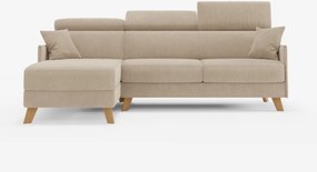 Sole Divano letto matrimoniale angolare con penisola contenitore e poggiatesta reclinabili - tessuto smacchiabile T23