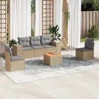 Set Divano da Giardino 6 pz con Cuscini Beige in Polyrattan 3257718