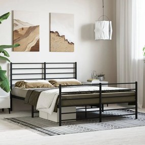 Giroletto con testiera e pediera metallo nero 150x200 cm