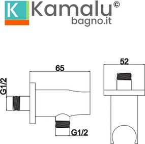 Kamalu - Presa acqua per doccia con sostegno doccetta design tondo oro| KAM-ARTE ORO