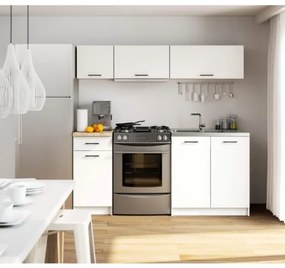 Cucina Lineare 180 Cm Moderna Pensili Bassi Bianco Opaco Emma V2