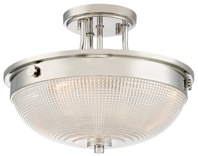 Lampadario Contemporaneo Mantle Vetro Nichel Lucido 2 Luci E27