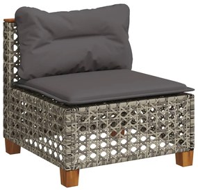 Set divani da giardino 11 pz con cuscini in polyrattan grigio