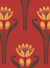 Isidore Leroy Carta da parati Tulipes - Rouge