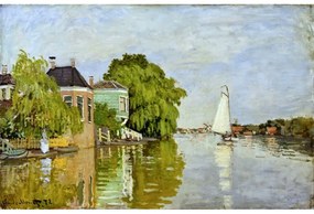 Riproduzione di un dipinto , 90 x 60 cm Claude Monet - Houses on the Achterzaan - Fedkolor