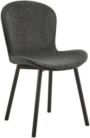 FIORA Grigio Scuro (tessuto Apia 458) / telaio nero - MODERNA SEDIA IMBOTTITA CINIGLIA PER SALONE/SALA DA PRANZO
