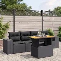 Set Divani da Giardino 5 pz con Cuscini in Polyrattan Nerocod mxl 88726