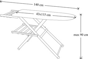 Asse da stiro in legno modello MARA con portacaldaia NOCE