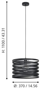 Eglo 99345 - Lampadario a sospensione con filo CREMELLA 1xE27/40W/230V