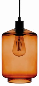 Solbika Lighting Lampada a sospensione Tube con paralume in vetro ambra Ø 17 cm