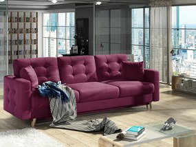 Divano letto 3 posti Bristol - Tessuto fucsia scuro