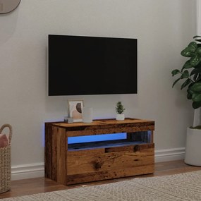 Mobile Porta Tv Con Led Legno Antico 75x35x40 Cm Multistrato /