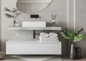 Mobile bagno grigio bianco opaco 120x50 Oasy un cassetto con top e lavabo rettangolare da appoggio