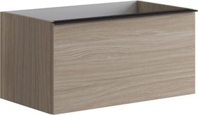 Mobile da bagno sospeso sotto lavabo L 80 x H 40 x P 45.5 cm olmo opaco, 2 cassetti Pixel