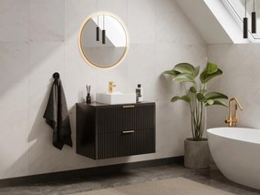 Mobile sotto lavabo sospeso a righe L80 cm Nero - ZEVARA
