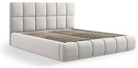 Letto matrimoniale imbottito in grigio chiaro in velluto con contenitore con rete inclusa 140x200 cm Bellis – Micadoni