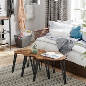 Set di 3 tavolini d'appoggio ELDUR, marrone/nero