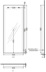 Cielo Arcadia Argo Specchio 40x95 A Parete Con Luce Led E Struttura In Metallo talco