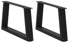 Gambe Per Tavolo Da Pranzo A V 2 Pz Nero 60x(30-31,3)cm Acciaio /